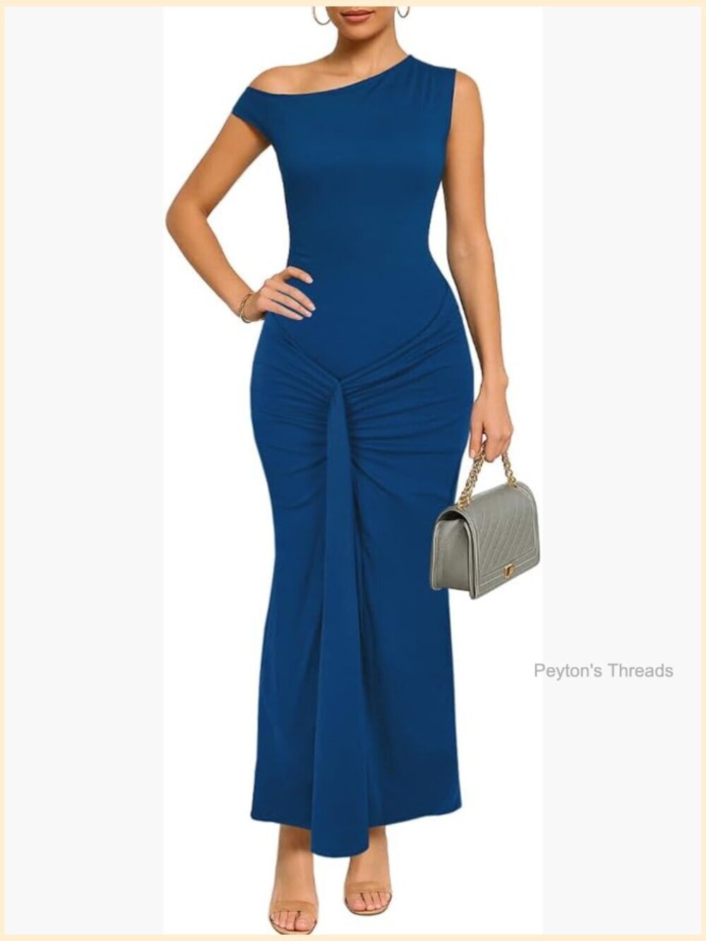 Sleeveless Boat Neck Bodycon Ruched Maxi Dress Club Night Out
